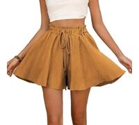 XFSRG Pantaloncini Donna Estivi Casual Vita Alta Spiaggia Shorts Regolabile Tessuto Leggero e Comodo, Chic per Estate,Viaggi,Tempo Libero e attività Outdoor
