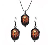 XFSRG Parure Gioielli Donna Barocco Vintage Set Collana e Orecchini con Design Lunare e Alberi Elegante e Unico per Occasioni Speciali (B)