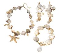 XFSRG Parure Gioielli Donna Elegante Collana e Braccialetto con Conchiglie e Stelle Marine per Occasioni Speciali (Bianco)