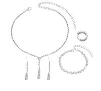 XFSRG Parure Gioielli Donna Elegante con Collana e Orecchini a Goccia Set Gioielli Brillanti per Donna Parure per Occasioni Speciali
