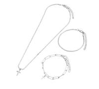 XFSRG Parure Gioielli Donna Elegante con Croce Set di Collana e Braccialetti Gioielli Moderni per Occasioni Speciali e Uso Quotidiano