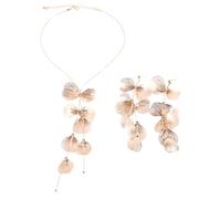 XFSRG Parure Gioielli Donna Elegante con Orecchini e Collana a Forma di Fiore per Occasioni Speciali (Oro)