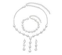 XFSRG Parure Gioielli Donna Elegante con Perle e Cristalli Set Collana e Orecchini Donna per Occasioni Speciali Parure Collana e Orecchini Moda (Perla)