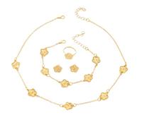 XFSRG Parure Gioielli Donna Oro Floreale Elegante Set Collana E Orecchini Per Occasioni Speciali (Nero)