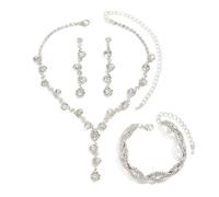 XFSRG Parure Gioielli Donna Parure 3 Pezzi con Zirconi Brillanti Collana Bracciale e Orecchini Elegante Set da Sposa per Abito da Cerimonia e Feste