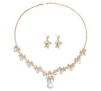 XFSRG Parure Gioielli Donna Parure con Collana e Orecchini Alla Moda Zircone Set di Gioielli Adatto per Matrimoni e Feste(Oro)
