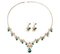 XFSRG Parure Gioielli Donna Parure con Collana e Orecchini Alla Moda Zircone Set di Gioielli Adatto per Matrimoni e Feste(Verde)