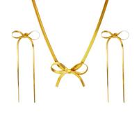 XFSRG Parure Gioielli Fiocco Elegante Collana Orecchini Serpente Catena Metallo Lucido Donna Accessori