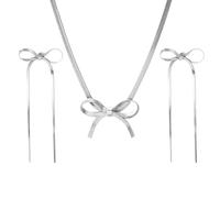 XFSRG Parure Gioielli Fiocco Elegante Collana Orecchini Serpente Catena Metallo Lucido Donna Accessori