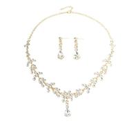 XFSRG Parure Gioielli Goccia Cristallo Collana Orecchini Elegante Argento Brillante Cerimonia Matrimonio Donna Accessori