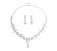 XFSRG Parure Gioielli Goccia Cristallo Collana Orecchini Elegante Argento Brillante Cerimonia Matrimonio Donna Accessori