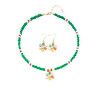 XFSRG Parure Gioielli Natalizia Set Donna Collana e Orecchini Pendenti Festivi Ciondoli Natale Gioielli Donna Lega Decorativa Accessori Festivi Regali (Fiocco di Neve)