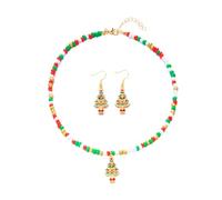 XFSRG Parure Gioielli Natalizia Set Donna Collana e Orecchini Pendenti Festivi Ciondoli Natale Gioielli Donna Lega Decorativa Accessori Festivi Regali (Albero di Natale)