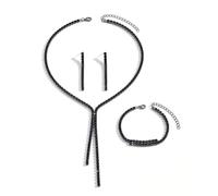 XFSRG Parure Gioielli per Donna con Strass Bracciale Collane e Orecchini Set Gioielli da Sposa Ballo Formali per Donne e Spose (Nero)