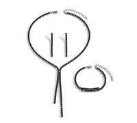 XFSRG Parure Gioielli per Donna con Strass Bracciale Collane e Orecchini Set Gioielli da Sposa Ballo Formali per Donne e Spose (Nero)