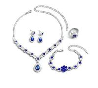 XFSRG Parure Gioielli per Donna Ragazze Eleganti Crystalline Pendente Collana Orecchini Regolabile Anelli Set Gioielli Set Regalo per le Donne Partito