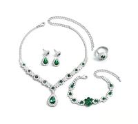 XFSRG Parure Gioielli per Donna Ragazze Eleganti Crystalline Pendente Collana Orecchini Regolabile Anelli Set Gioielli Set Regalo per le Donne Partito