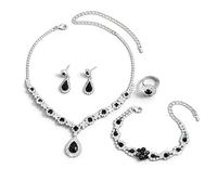XFSRG Parure Gioielli per Donna Ragazze Eleganti Crystalline Pendente Collana Orecchini Regolabile Anelli Set Gioielli Set Regalo per le Donne Partito
