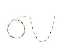 XFSRG Parure Gioielli per Donna Set di Bracciale con Collana di Perline Bohémien Braccialetti di Perline Bohémien Colorati Fatti a Mano per Donne e Ragazze