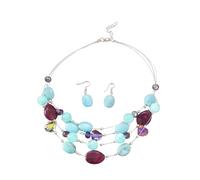 XFSRG Perline Parure Gioielli Set di Gioielli Donna Perline Colorata Estiva Collana Bohémien Orecchini Cerchio Collana Lacrima Wedding Bridal Set di Gioiellis Nazionale Africana Colorate