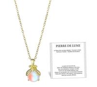XFSRG Pietra di Luna Collana Donna Ciondolo Lucciola Trasparente e Brillante Collana Acciaio Inossidabile Regolabile Accessorio Elegante