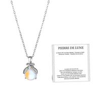 XFSRG Pietra di Luna Collana Donna Ciondolo Lucciola Trasparente e Brillante Collana Acciaio Inossidabile Regolabile Accessorio Elegante