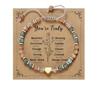 XFSRG Pietre Naturali Bracciali Donna con Perle di Cristallo Braccialetti Regolabile con Biglietto di Auguri Bracciale Elegante Regali Festivi Raffinati