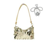 XFSRG Pochette Donna Borsa Elegante a Fiocco con Strass Borsetta da Sera Clutch Cerimonia Borse Piccola a Mano Tracolla e Portachiavi con Perline per Matrimonio Festa(Oro)