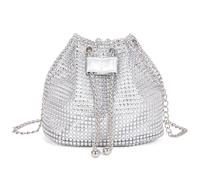 XFSRG Pochette Donna Brillantini Strass Glitter Elegant Borsa da Sera Piccola Borsette con Catena per Eventi Festa Matrimonio(Argento)