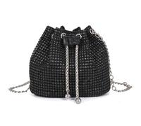 XFSRG Pochette Donna Brillantini Strass Glitter Elegant Borsa da Sera Piccola Borsette con Catena per Eventi Festa Matrimonio(Nero)