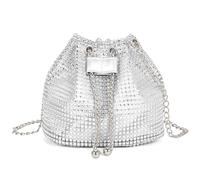 XFSRG Pochette Donna Brillantini Strass Glitter Elegant Borsa da Sera Piccola Borsette con Catena per Eventi Festa Matrimonio (Argento)