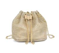 XFSRG Pochette Donna Brillantini Strass Glitter Elegant Borsa da Sera Piccola Borsette con Catena per Eventi Festa Matrimonio (Oro)