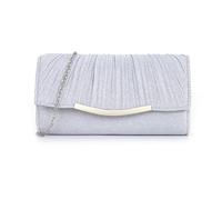 XFSRG Pochette Donna Cerimonia Clutches Moda Borsa da Sera Elegante Glitterata con Catena Staccabile Tracolla per Balli Feste Matrimonio Cerimonia（Argento）