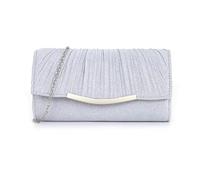 XFSRG Pochette Donna Cerimonia Clutches Moda Borsa da Sera Elegante Glitterata con Catena Staccabile Tracolla per Balli Feste Matrimonio Cerimonia（Argento）