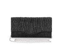 XFSRG Pochette Donna Classica Glitterata Moda Clutch Elegante Borse da Sera con Catena Staccabile per Cocktail Festa Matrimonio(Nero)