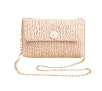 XFSRG Pochette Donna Daisy in Paglia Elegant Borse a Tracolla Estive Classica Spiaggia Clutch con Catena per Vacanze al Mare Viaggi(Bianco)