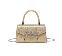 XFSRG Pochette Donna Elegante Argento con Fiocco Brillante Borsa a Mano e Tracolla per Eventi Speciali Serate e Cerimonie Borsetta Elegante Donna Moda (Oro)