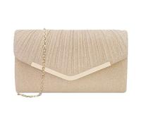 XFSRG Pochette Donna Elegante Brillantinata Borsa da Sera Classica Moda Clutch con Catena Staccabile per Eventi Festa Matrimonio(Champagne)