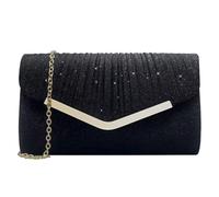 XFSRG Pochette Donna Elegante Brillantinata Borsa da Sera Classica Moda Clutch con Catena Staccabile per Eventi Festa Matrimonio(Nero)