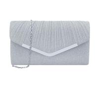 XFSRG Pochette Donna Elegante Brillantinata Borsa da Sera Classica Moda Clutch con Catena Staccabile per Eventi Festa Matrimonio(Argento)