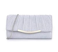 XFSRG Pochette Donna Elegante Clutch Bag Borsa Cerimonia Tracolla Borsetta Sera Matrimonio Catena Oro Argento Brillantini Paillettes (Argento)