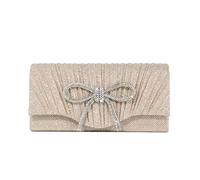 XFSRG Pochette Donna Elegante Fiocco Glitterato Moda Borsa da Sera Clutch con Catena Staccabile per Cocktail Festa Matrimonio(Champagne)