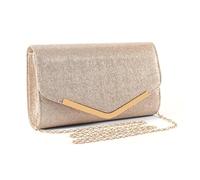 XFSRG Pochette Donna Elegante Glitterata Classica Borse da Sera con Catena Staccabile per Eventi Festa Matrimonio(Oro)