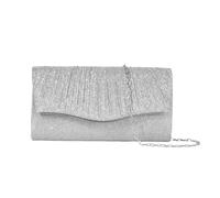 XFSRG Pochette Donna Elegante Glitterato Borsa da Sera Classica Moda Clutch con Catena Staccabile per Cocktail Festa Matrimonio(Argento)