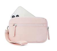 XFSRG Pochette Donna Elegante in Tessuto Nero Borsellino Donna con Cerniera e Portacellulare Borsa da Polso per Viaggio e Uso Quotidiano (Rosa)