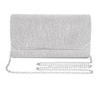 XFSRG Pochette Donna Elegante Pieghettata Borsa da Sera 22×14×4,5 cm Ideale per uso Quotidiano e Occasioni Speciali (Argento)