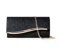 XFSRG Pochette Donna Glitterato Elegante Busta Clutch Borse da Sera con Catena Staccabile per Eventi Festa Matrimonio(Nero)