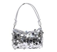 XFSRG Pochette spalla con paillettes borsa trendy per eventi, discoteche, aperitivi, design raffinato e dimensioni pratiche per smartphone, portafoglio e cosmetici (Argento)