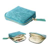 XFSRG Porta Gioielli con Frange più Scomparti Scatola Organizer da Viaggio per Donna Ragazze Orecchini Anelli Catene(Blu pavone)