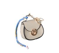 XFSRG Portachiavi Donna Elegante in Pelle con Catena e Fiocco Accessorio Moda per Borse e Auto Portachiavi Anello per Donna (Beige)